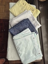 Lot Of 4 Shower Curtains Blue W/ Sharks Fish , White, Navy, & Yellow 2 Weighted.