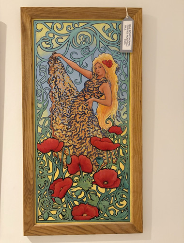 Framed art nouveau oil - art,
