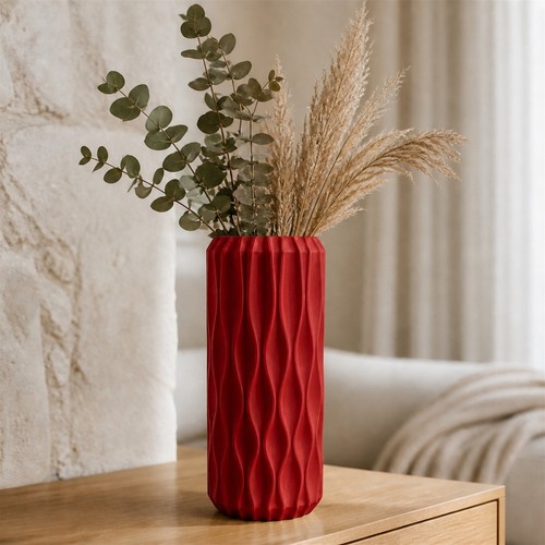 Modern wave vase tall ribbed - modern,