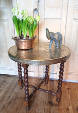 ANTIQUE BRASS TOPPED  AND OAK