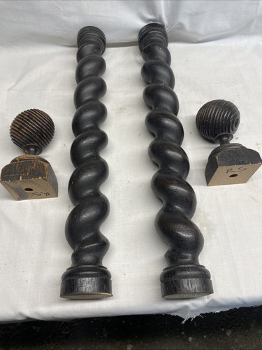 Carved barley twist columns - carved,
