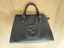 New Gucci Soho Satchel/Top Handle Bag Medium Black Leather Handbag