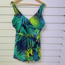 Bonmarche Swimsuit Womens 18 Multicolor Tropical Print Nylon Stretch Swimwear