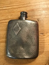 496b Antique Pewter Hip Flask