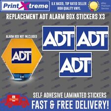 3 x ADT VINYL REPLACEMENT STICKERS FOR YELLOW STEEL ALARM BOX 3 Stickers