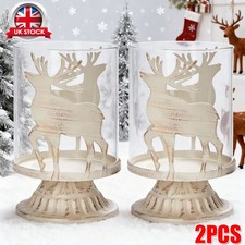 2PCS Vintage Antique Metal&Glass Pillar Candle Holders for Christmas Table Decor