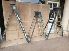 Antique Painted step ladders THREE Original Sign Written Prop DELIVERY POSSIBLE 