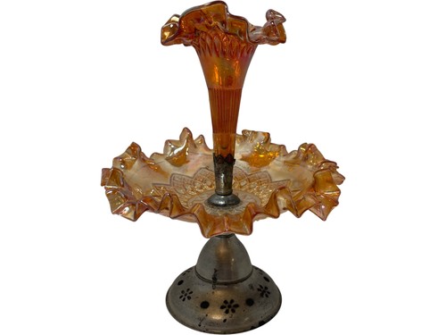 Carnival glass epergne vase - glass,