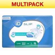 iD Slip Super - Large - 4 Packs of 28 Incontinence Slips Cotton Feel - 3700 ml