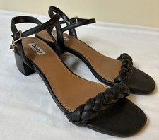 Dune Black Braided Strap ‘Jemmi’ Sandal Faux Leather Guc Size 38/5 Holiday?