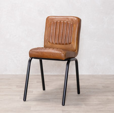 DARK TAN LEATHER DINING CHAIR