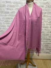 Cashmere dusky pink pashmina scarf fringed soft wrap rectangle  S350