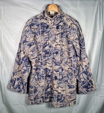 Alexon Wool Pattern Jacket Womens UK 12 Blue Beige Double Breast Pockets Lined