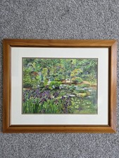 Beautiful Mixed Media Painting Drawing Signed  Ian Bell "Jilko-in Temple, Kyoto"