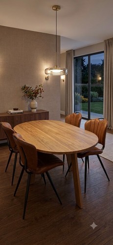 Oval teak dining table - teak, solid