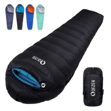 Down Sleeping Bag 4 Season, Lightweight Winter Sleeping Bag 0 Degree Black