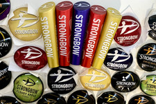 STRONGBOW BRANDING Badges Handles Pub Bar Cider Mancave Beer Pump Font Darkfruit