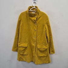Toast Yellow Mustard Soft Velvet Cotton Winter Peacoat Overcoat Size Uk 14