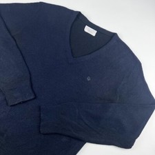 Vintage Christian Dior Sweater /Pullover Jumper, Navy V Neck, Size Large (J123)