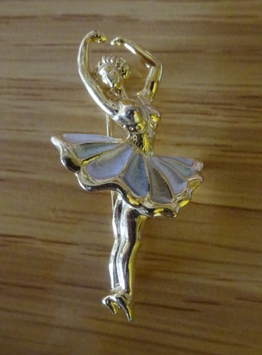 Gold toned ballerina brooch - ballerina,