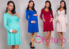Elegant Womens Maternity Dress Long Sleeve V-Neck Pregnancy Sizes 8-18 8467