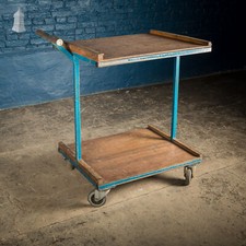 Factory Trolley, Vintage Blue Industrial Wheeled Trolley