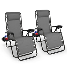 KEPLIN Set of 2 XXL Premium Heavy Duty Textoline Zero Gravity Chairs Basic
