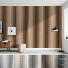 1-6x 3D Effect Wood Grain Panel Wallpaper Wood Slat Stripes Non-Woven WallPapers