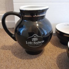LOIC RAISON CIDER set 2 cups & jug black silver french cidre like val rance bar