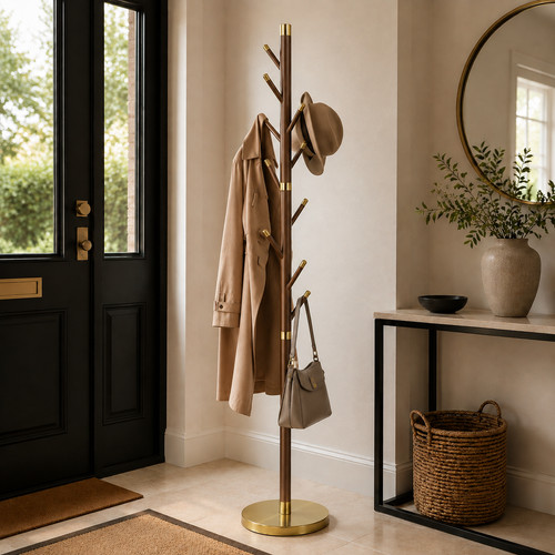 Brown gold coat stand - brown, 8