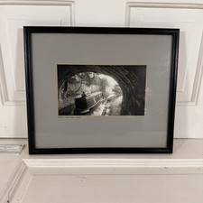 Vintage Framed Print Kennet & Avon Canal Bath Narrowboat B&W Photograph