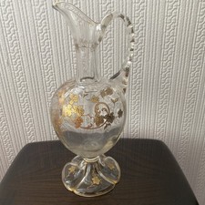 Bohemian Moser Style Gold Gilt Glass Pitcher