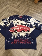 Coca Cola ‘Holidays Are Coming’ Christmas Jumper Featuring Van &Mountains Size L