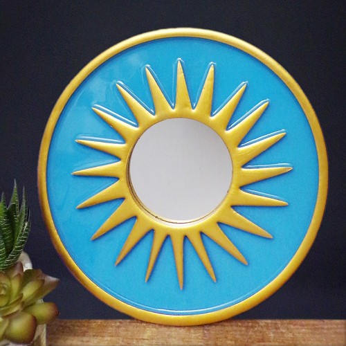 Sun mirror gold - gold, handmade