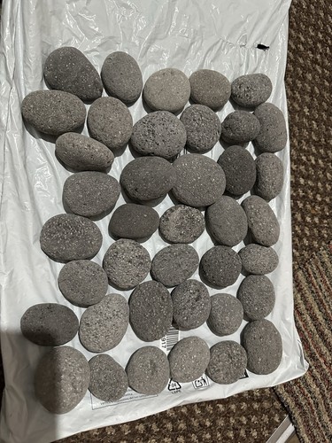 Natural grey river stones - river,