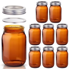 8 Pieces Amber Mason Jars 16