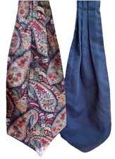 Mens Navy Blue Multi Colour Cravat Paisley Geometric Smart Vintage Event Gents