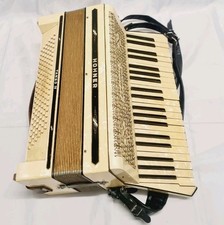 Vintage Yellow Marble Hohner Tango IV 120 Bass Accordion with Case - Germany