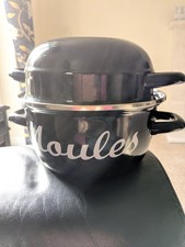 French Black Enamel Mussels Moules Cooking Pan Pot 20cm