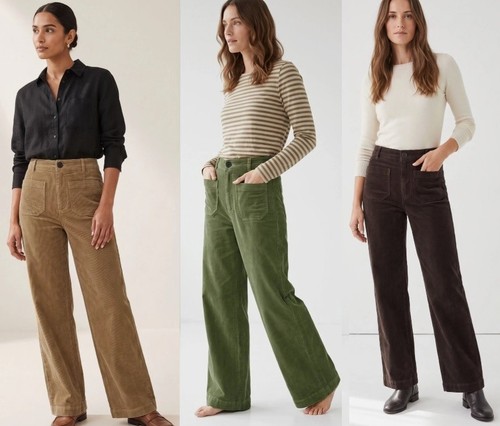 Ladies wide cord trousers - ladies,