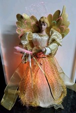 Vintage Fibre Optic Angel Christmas Festive Decoration Mains Operated 40cm Tall