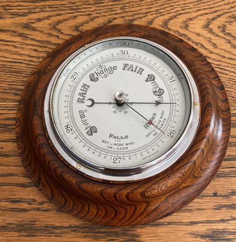 Vintage oak cased aneroid - vintage,