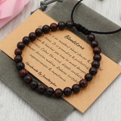 Bloodstone bracelet adjustable - bloodstone,
