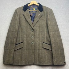 Shires Aubrion Tweed Jacket UK 42 Show Green Check Wool Country Plaid Saratoga