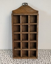 Vintage Retro Wooden 15 Thimble Tiny Toy Collectors Display Shelves Case Rack