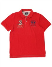 LA MARTINA Mens Graphic Polo Shirt Large Red Cotton DT16