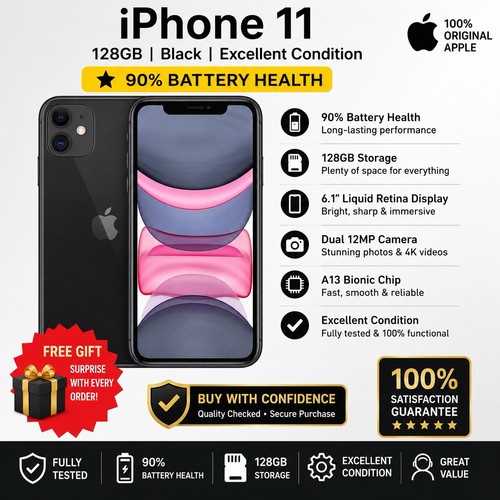 Apple iphone 128gb black - iphone, 11