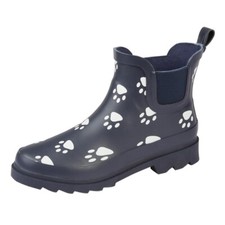 Ladies Paw Print Navy Ankle