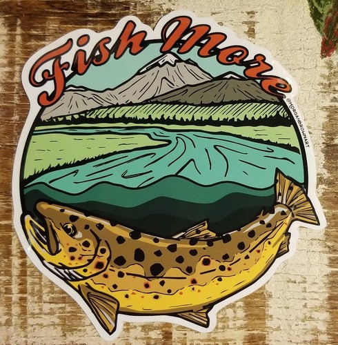 Brown trout sticker decal fly - brown,