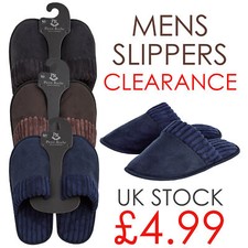 Mens Slippers Slip On Slippers Mule Full Toe UK 6 7 8 9 10 11 Memory Foam SALE 